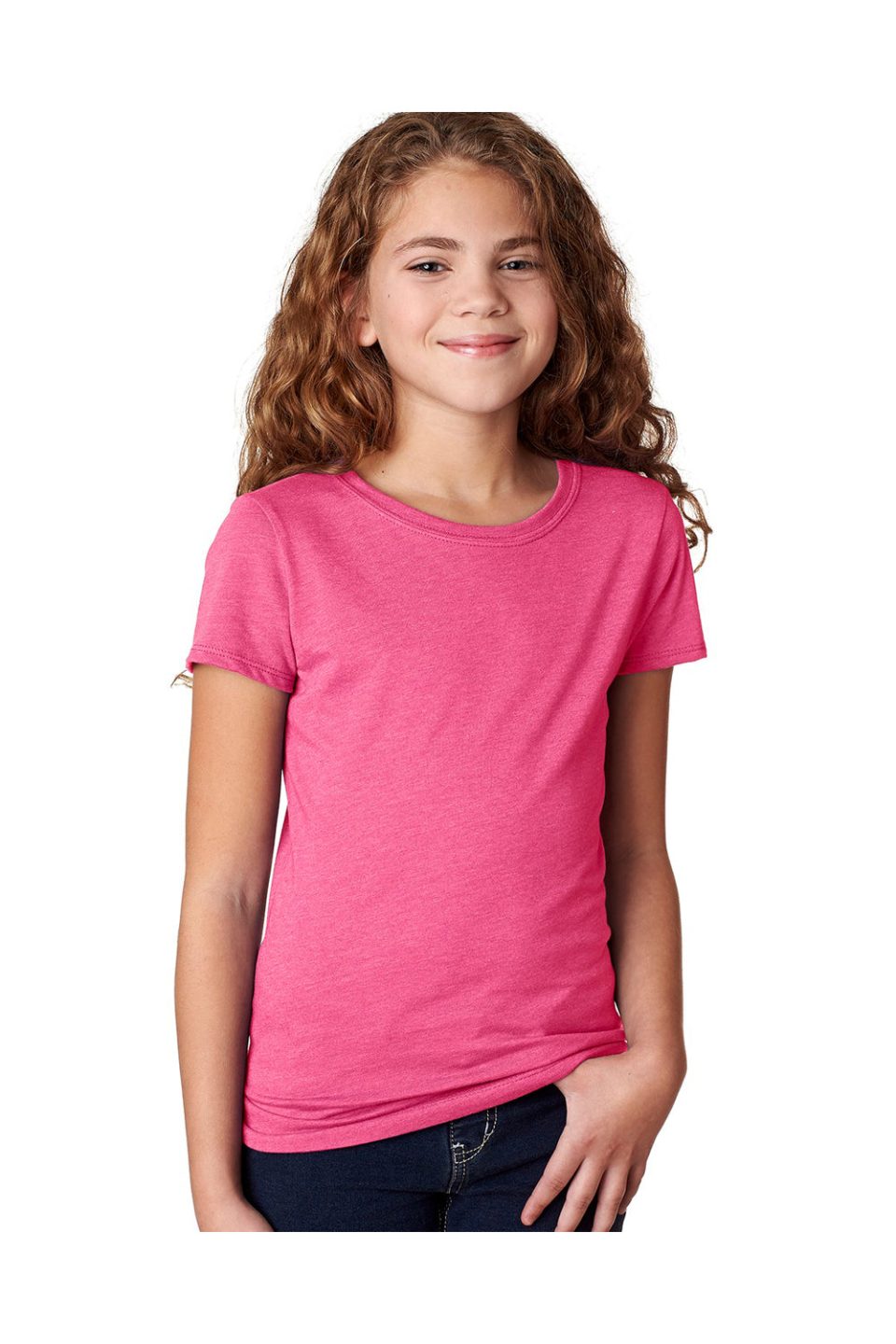 Youth Princess CVC Jersey Short Sleeve Crewneck T-Shirt - Raspberry Pink