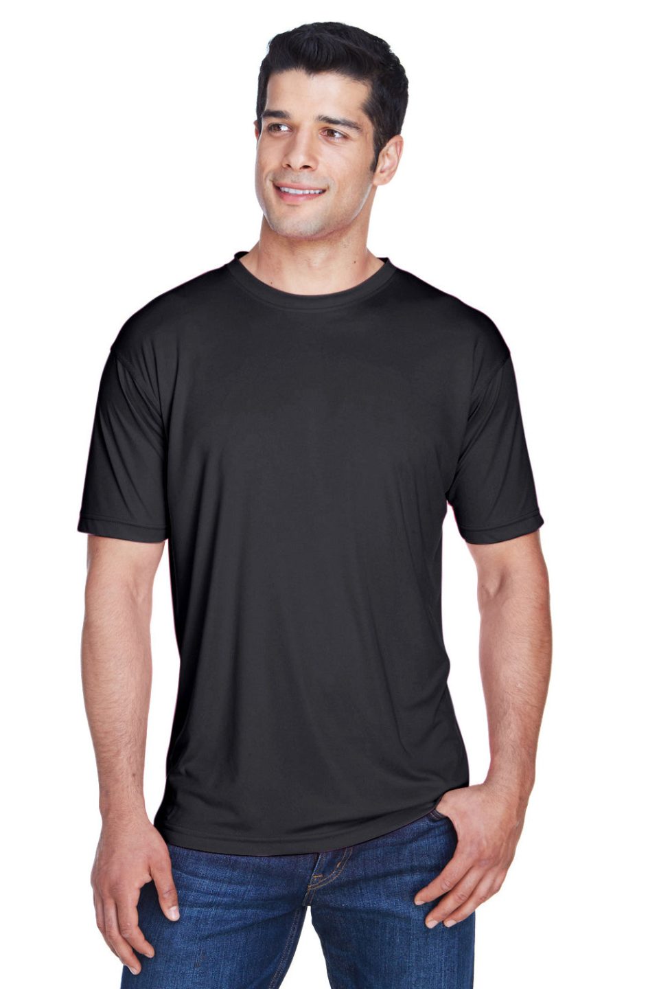 UltraClub Mens Cool & Dry Performance Moisture Wicking Short Sleeve Crewneck T-Shirt - Black