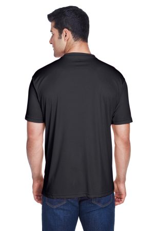 UltraClub Mens Cool & Dry Performance Moisture Wicking Short Sleeve Crewneck T-Shirt – Black