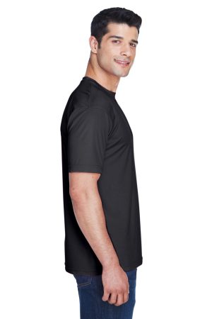 UltraClub Mens Cool & Dry Performance Moisture Wicking Short Sleeve Crewneck T-Shirt – Black