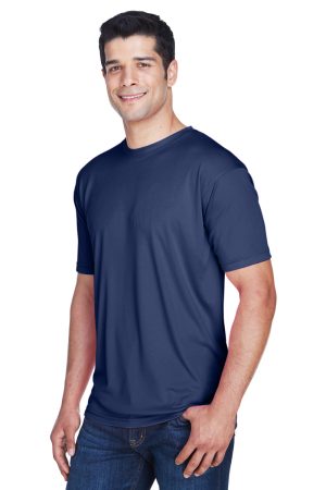 UltraClub Mens Cool & Dry Performance Moisture Wicking Short Sleeve Crewneck T-Shirt – Navy Blue