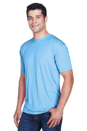 UltraClub Mens Cool & Dry Performance Moisture Wicking Short Sleeve Crewneck T-Shirt – Columbia Blue