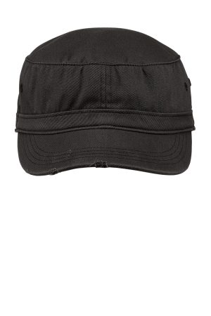 Hats Distressed Adjustable Military Hat – Black
