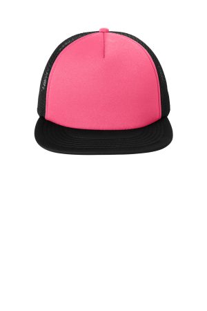 Hats Flat Bill Snapback Trucker Hat – Neon Pink