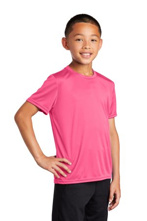 Youth Dry Zone Performance Moisture Wicking Short Sleeve Crewneck T-Shirt – Neon Pink