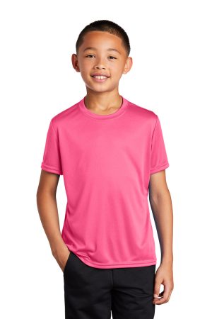 Youth Dry Zone Performance Moisture Wicking Short Sleeve Crewneck T-Shirt – Neon Pink
