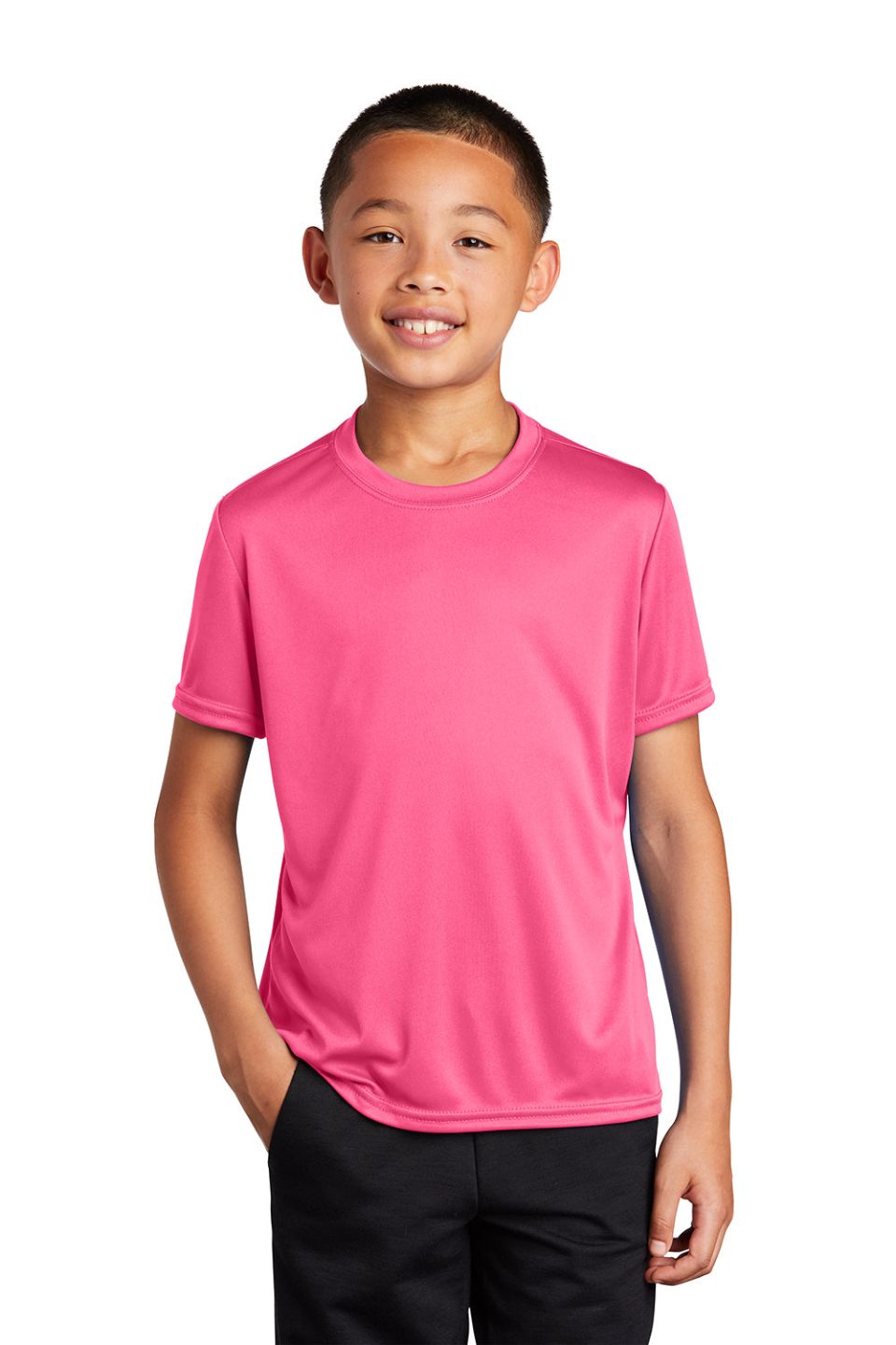 Youth Dry Zone Performance Moisture Wicking Short Sleeve Crewneck T-Shirt - Neon Pink