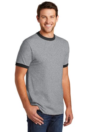 Mens Core Ringer Short Sleeve Crewneck T-Shirt – Heather Grey/Jet Black