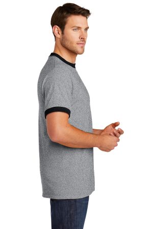 Mens Core Ringer Short Sleeve Crewneck T-Shirt – Heather Grey/Jet Black