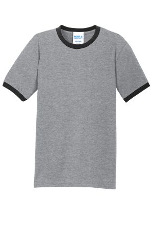 Mens Core Ringer Short Sleeve Crewneck T-Shirt – Heather Grey/Jet Black