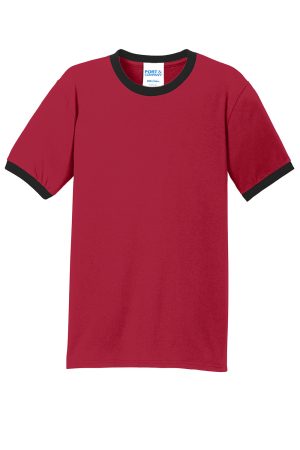 Mens Core Ringer Short Sleeve Crewneck T-Shirt – Red/Jet Black