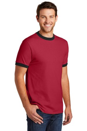 Mens Core Ringer Short Sleeve Crewneck T-Shirt – Red/Jet Black