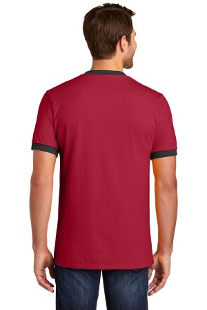 Mens Core Ringer Short Sleeve Crewneck T-Shirt – Red/Jet Black