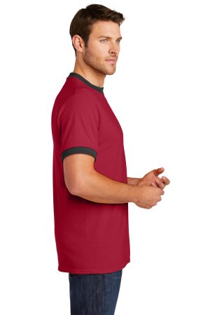 Mens Core Ringer Short Sleeve Crewneck T-Shirt – Red/Jet Black
