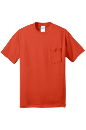 Mens Core Short Sleeve Crewneck T-Shirt Pocket – Orange
