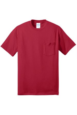 Mens Core Short Sleeve Crewneck T-Shirt Pocket – Red