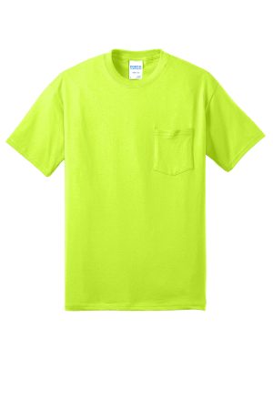 Mens Core Short Sleeve Crewneck T-Shirt Pocket – Safety Green