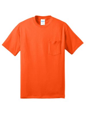 Mens Core Short Sleeve Crewneck T-Shirt Pocket – Safety Orange