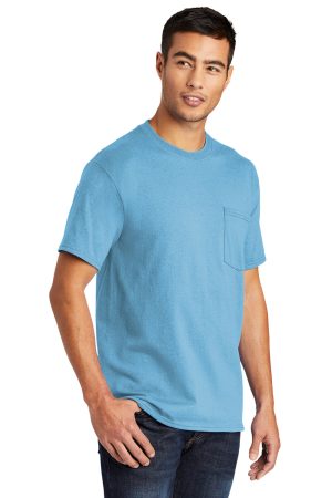 Mens Core Short Sleeve Crewneck T-Shirt Pocket – Aquatic Blue