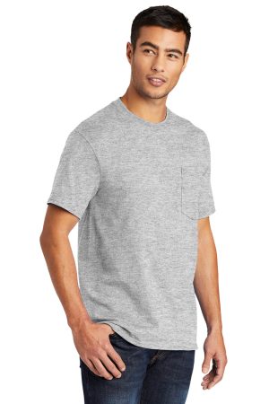 Mens Core Short Sleeve Crewneck T-Shirt Pocket – Ash Grey