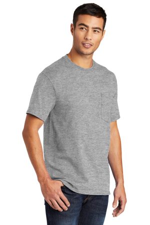 Mens Core Short Sleeve Crewneck T-Shirt Pocket – Heather Grey