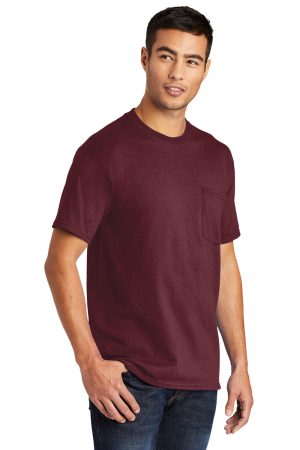 Mens Core Short Sleeve Crewneck T-Shirt Pocket – Athletic Maroon