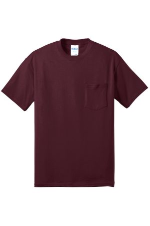 Mens Core Short Sleeve Crewneck T-Shirt Pocket – Athletic Maroon