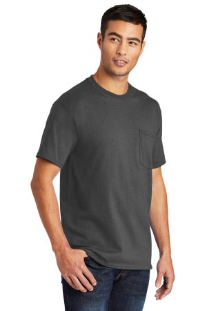 Mens Core Short Sleeve Crewneck T-Shirt Pocket – Charcoal Grey