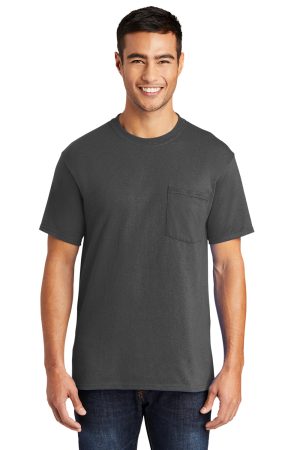 Mens Core Short Sleeve Crewneck T-Shirt Pocket – Charcoal Grey