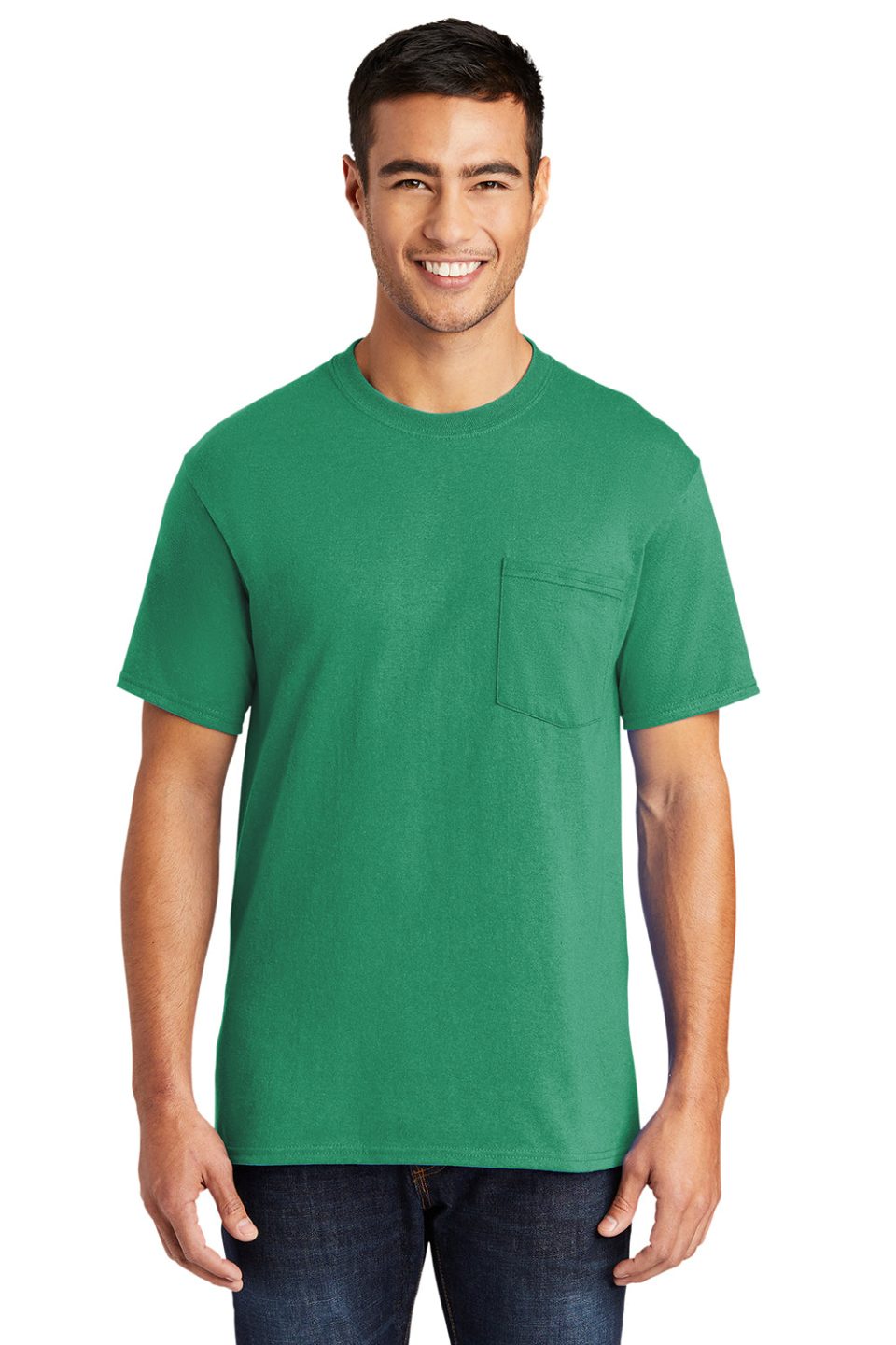 Mens Core Short Sleeve Crewneck T-Shirt Pocket - Kelly Green
