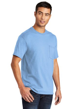 Mens Core Short Sleeve Crewneck T-Shirt Pocket – Light Blue