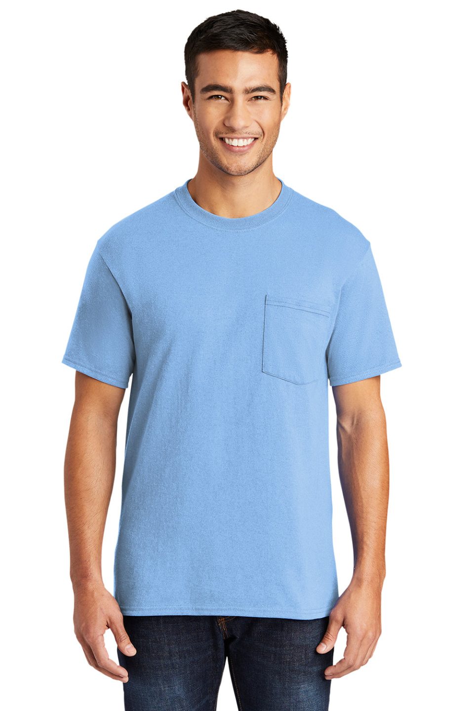 Mens Core Short Sleeve Crewneck T-Shirt Pocket - Light Blue