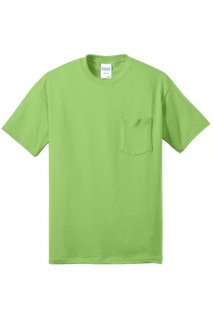 Mens Core Short Sleeve Crewneck T-Shirt Pocket – Lime Green