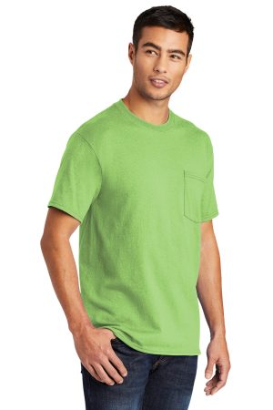 Mens Core Short Sleeve Crewneck T-Shirt Pocket – Lime Green