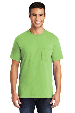 Mens Core Short Sleeve Crewneck T-Shirt Pocket – Lime Green