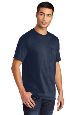 Mens Core Short Sleeve Crewneck T-Shirt Pocket – Navy Blue