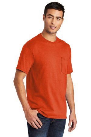 Mens Core Short Sleeve Crewneck T-Shirt Pocket – Orange