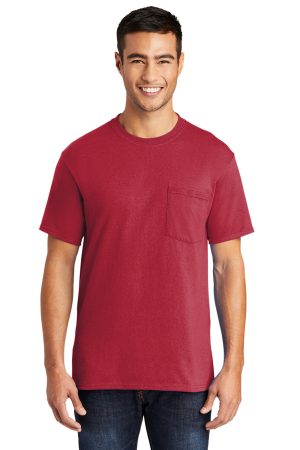 Mens Core Short Sleeve Crewneck T-Shirt Pocket – Red