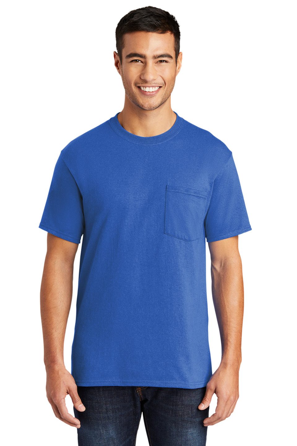 Mens Core Short Sleeve Crewneck T-Shirt Pocket - Royal Blue