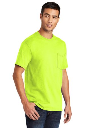Mens Core Short Sleeve Crewneck T-Shirt Pocket – Safety Green