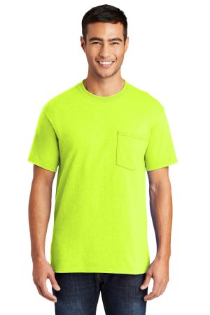 Mens Core Short Sleeve Crewneck T-Shirt Pocket – Safety Green