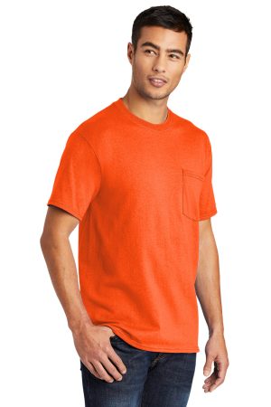 Mens Core Short Sleeve Crewneck T-Shirt Pocket – Safety Orange
