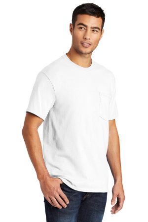 Mens Core Short Sleeve Crewneck T-Shirt Pocket – White