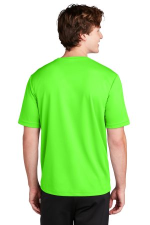 Sport-Tek Mens RacerMesh Moisture Wicking Short Sleeve Crewneck T-Shirt – Neon Green