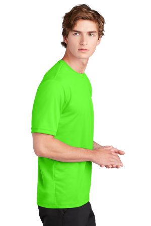 Sport-Tek Mens RacerMesh Moisture Wicking Short Sleeve Crewneck T-Shirt – Neon Green