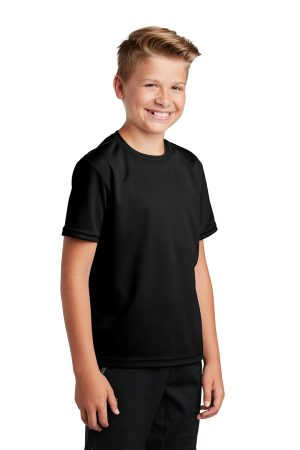 Youth RacerMesh Moisture Wicking Short Sleeve Crewneck T-Shirt – Black