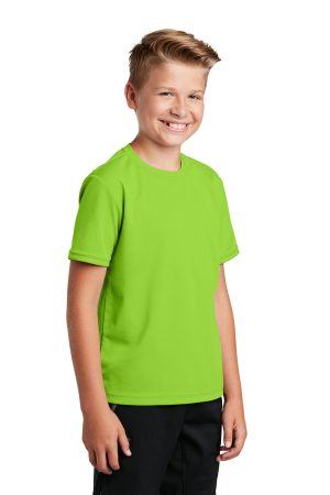 Youth RacerMesh Moisture Wicking Short Sleeve Crewneck T-Shirt – Neon Green