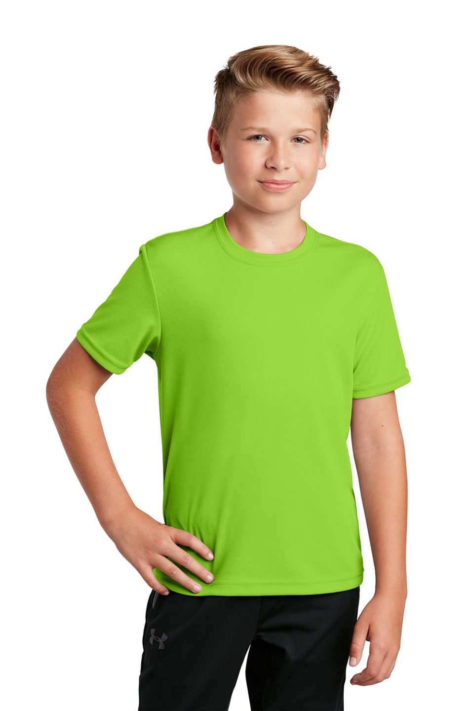 Youth RacerMesh Moisture Wicking Short Sleeve Crewneck T-Shirt - Neon Green