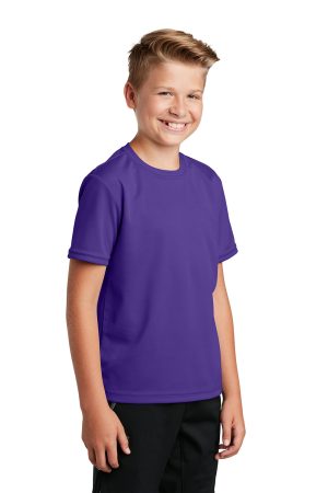 Youth RacerMesh Moisture Wicking Short Sleeve Crewneck T-Shirt – Purple – Closeout