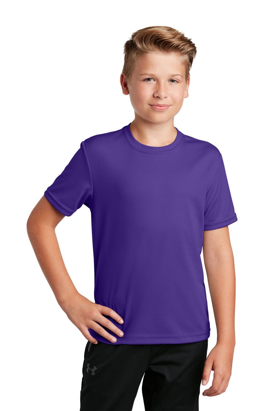 Youth RacerMesh Moisture Wicking Short Sleeve Crewneck T-Shirt - Purple - Closeout